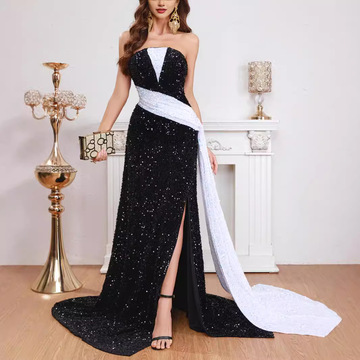 跨境外贸女装欧美亚马逊独立站珠片亮片连衣裙酒会晚礼服大摆裙