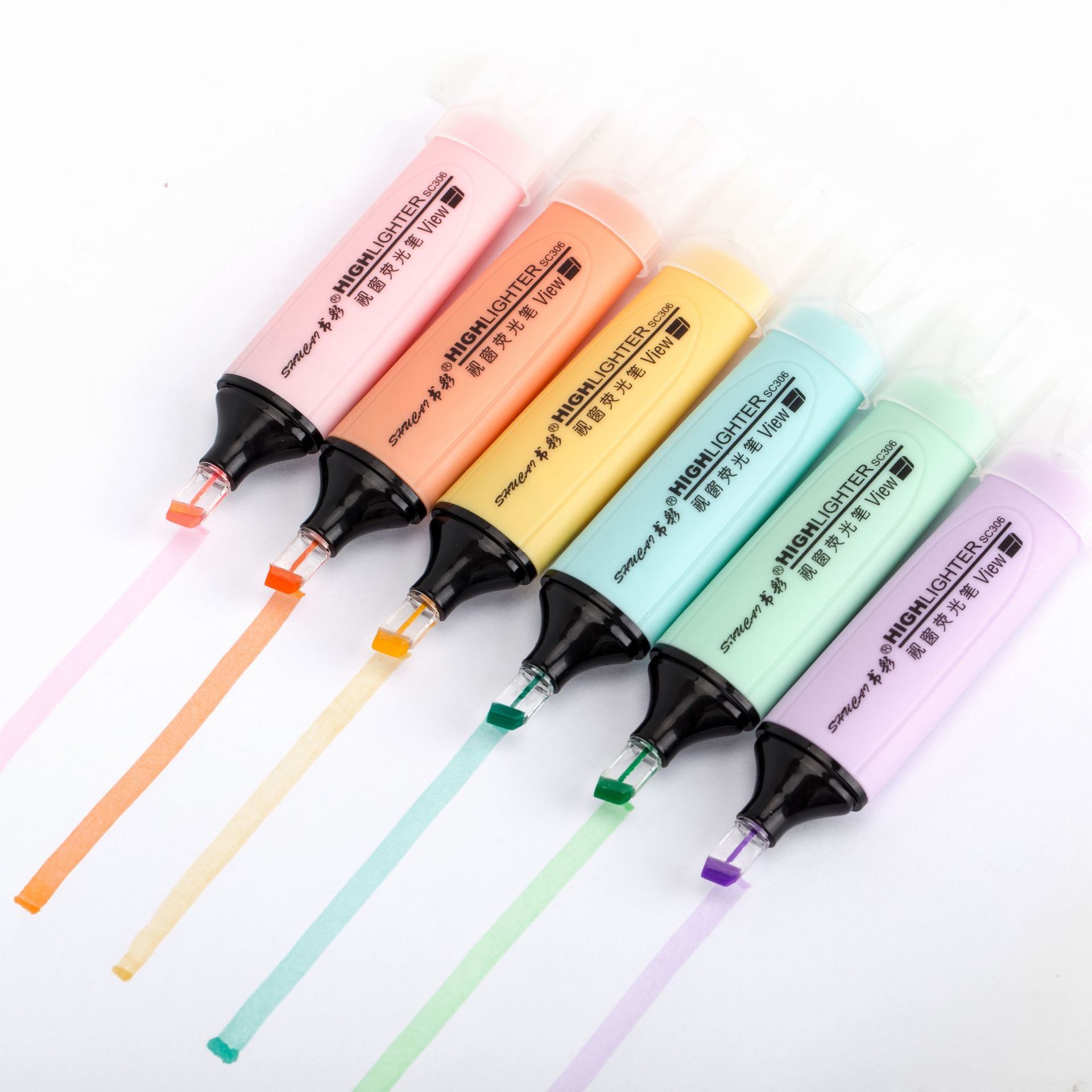 Fluorescent Pen Student Factory Direct Supply Notes Marking Key Macaron Crystal Pen Head Six Colors Fluorescent Pen