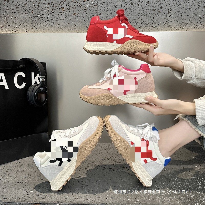 真皮~7CM内增高德训鞋女鞋夏厚底小个子复古休闲运动鞋老爹鞋