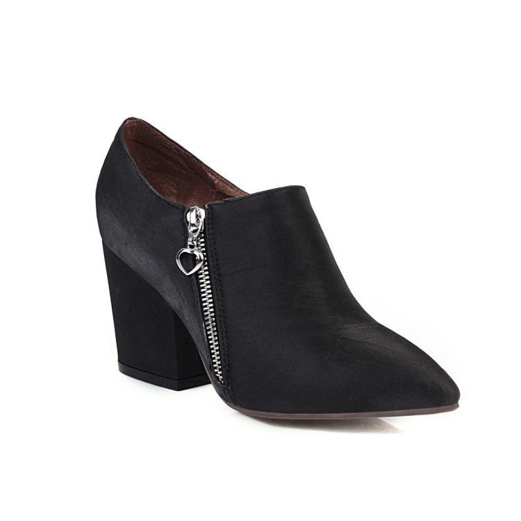 外贸女鞋2022新款粗跟高跟鞋尖头及踝单鞋女鞋大码40-43大码厂家