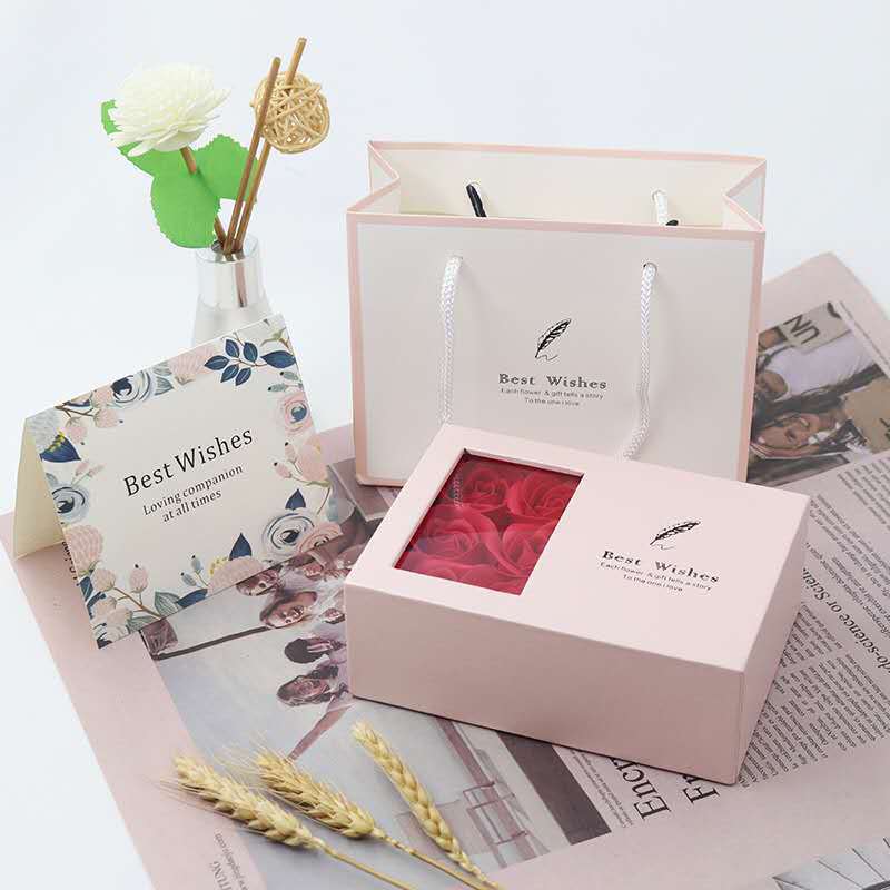 Valentine's Day Birthday Gift for Girlfriend Rose Preserved Fresh Flower Gift Box Ring Necklace Jewelry Packing Box