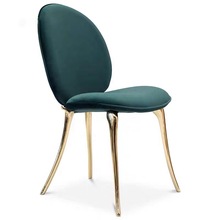 意式轻奢餐椅狮子头高级感设计师金属椅子客厅家用靠背接待椅