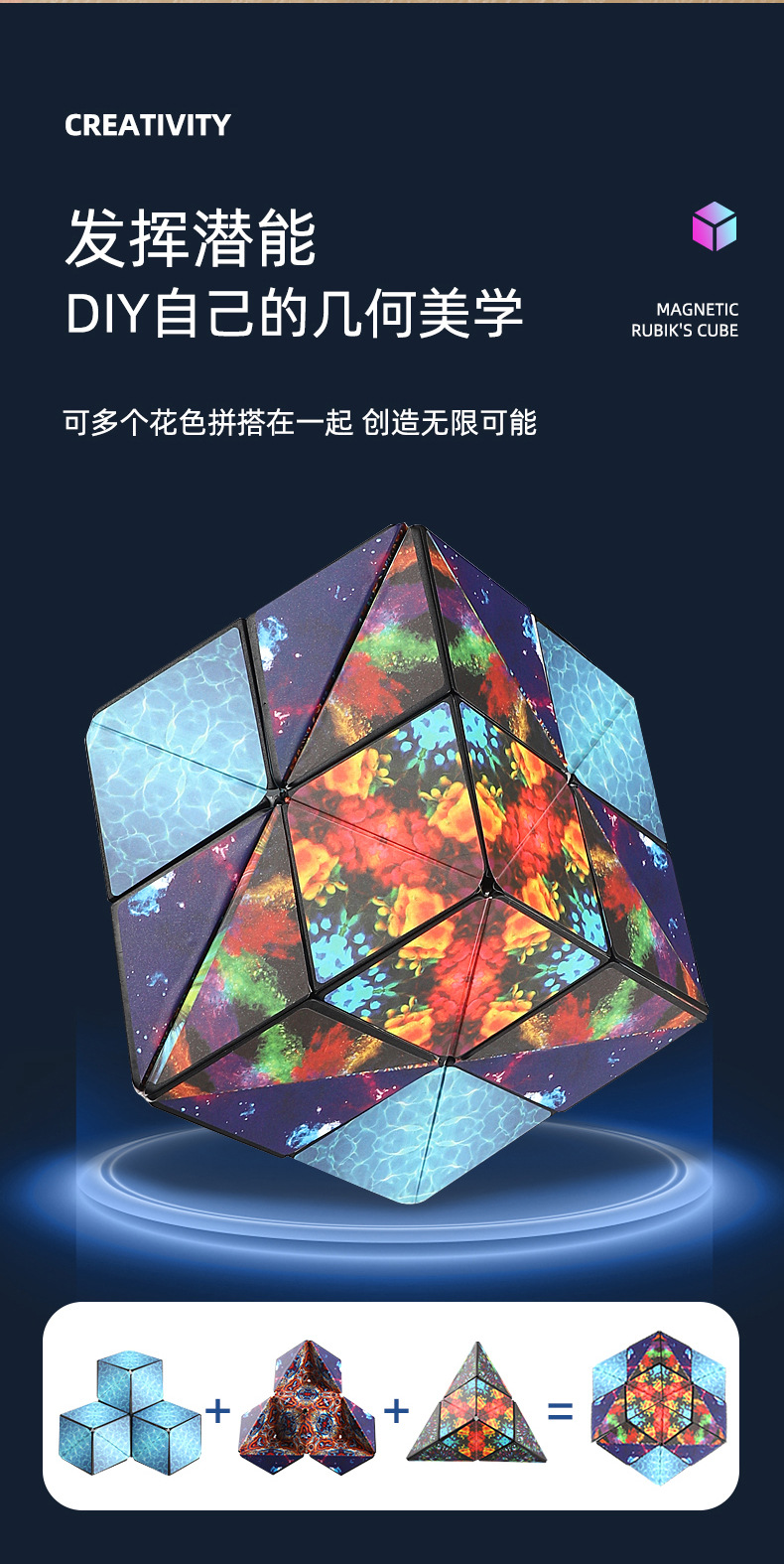 3d立体几何磁力魔方益智百变思维训练磁性三阶异形空间儿童玩具