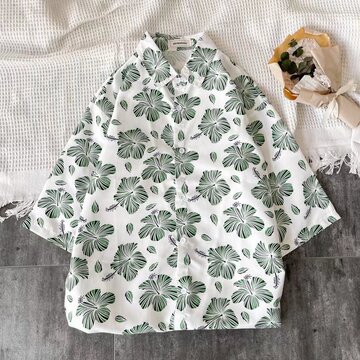 男士短袖衬衫新款夏季花衬衫韩版潮牌港风ins夏装男半袖潮流上衣