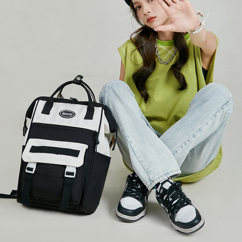 Schoolbag Female New Boys and Girls Portable Shoulder Crossbody Backpack Middle School Student Ins Simple Schoolbag