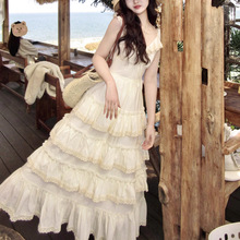 法式优雅气质米白色蛋糕裙度假泰兰德连衣裙女仙夏季裙子