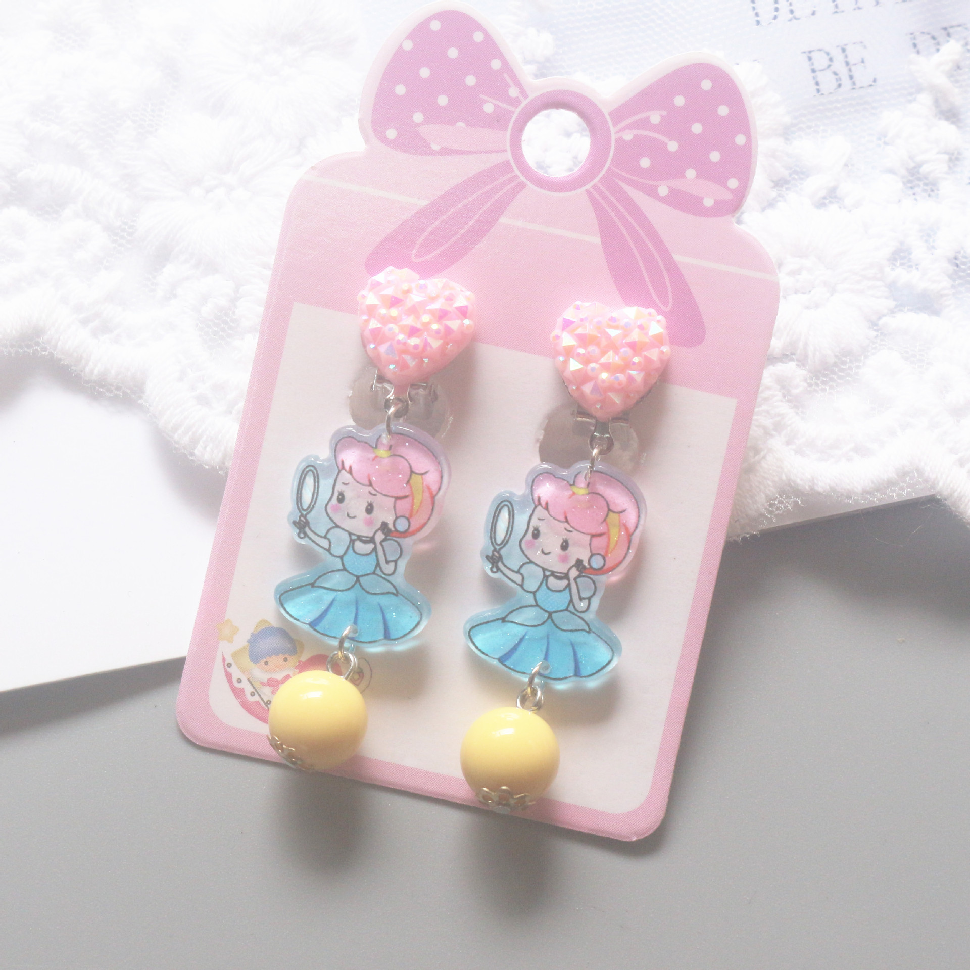 儿童耳环耳夹无耳洞女孩饰品可爱公主卡通假耳钉糖果耳坠女童耳饰