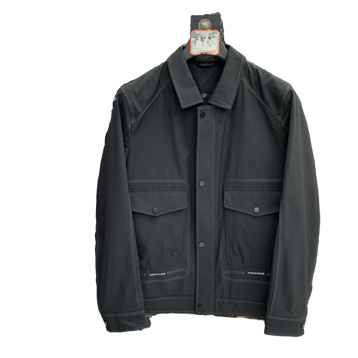 撤柜剪标男装尾货男士秋季翻领黑色夹克秋季大口袋有型休闲外套直