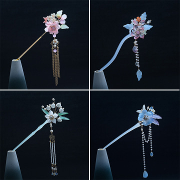 古风发簪女简约现代日常汉服盘发发饰旗袍流苏簪子木簪头饰步摇