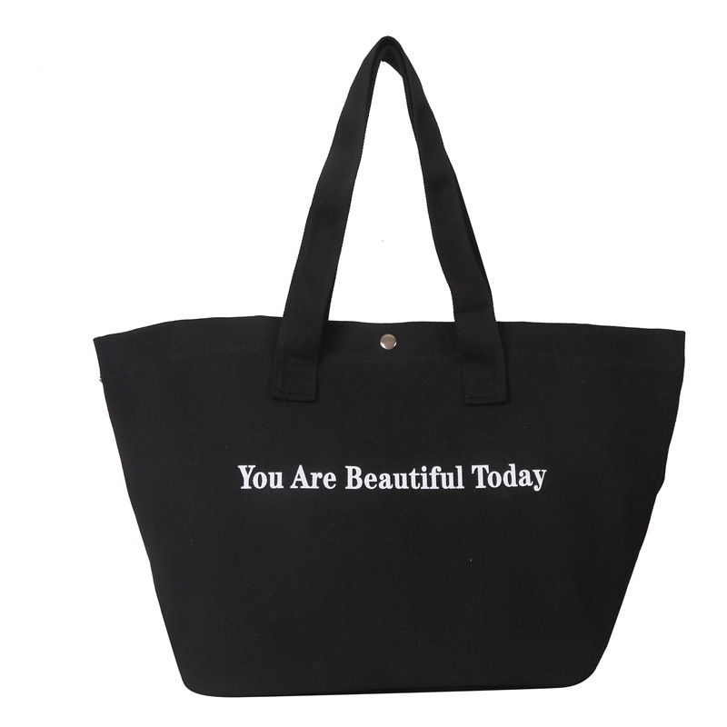 Women's Bag 2022 New Casual Fashion College Student Class Shopping Ladies Shoulder Bag Simple Letter Canvas Bag