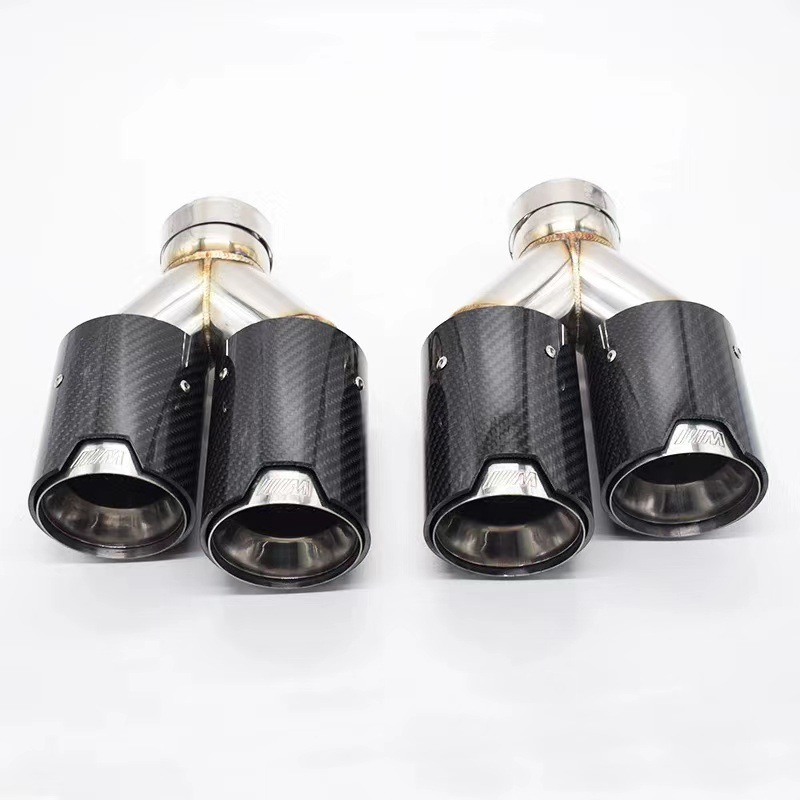 Applicable to Bao M Special for Car Modification Exhaust Pipe One out of Two Carbon Fiber Tailpipe M Standard Y Double Outlet Four Outlet Tail Nozzle