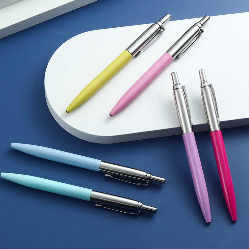 T Wave Press Metal Pen Multi-Color Ballpoint Pen Macaron Gift Pen Fixed Color All-Steel Pen Holder Mark Pen