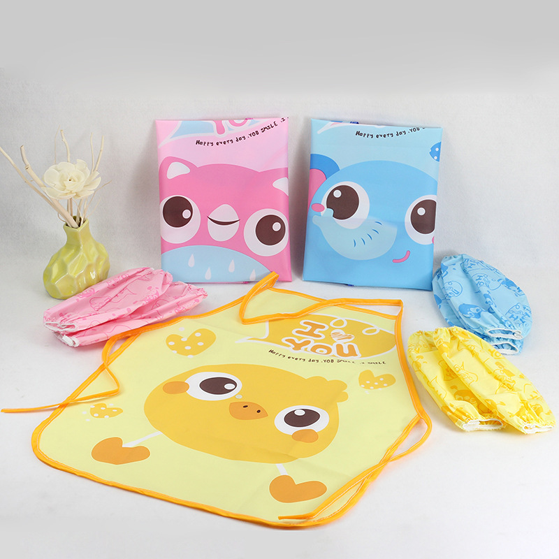 Children's Waterproof Apron Set Primary School Students Overclothes Painting Kindergarten Oil Painting Plaster Porcelain Doll Coloring Clothes