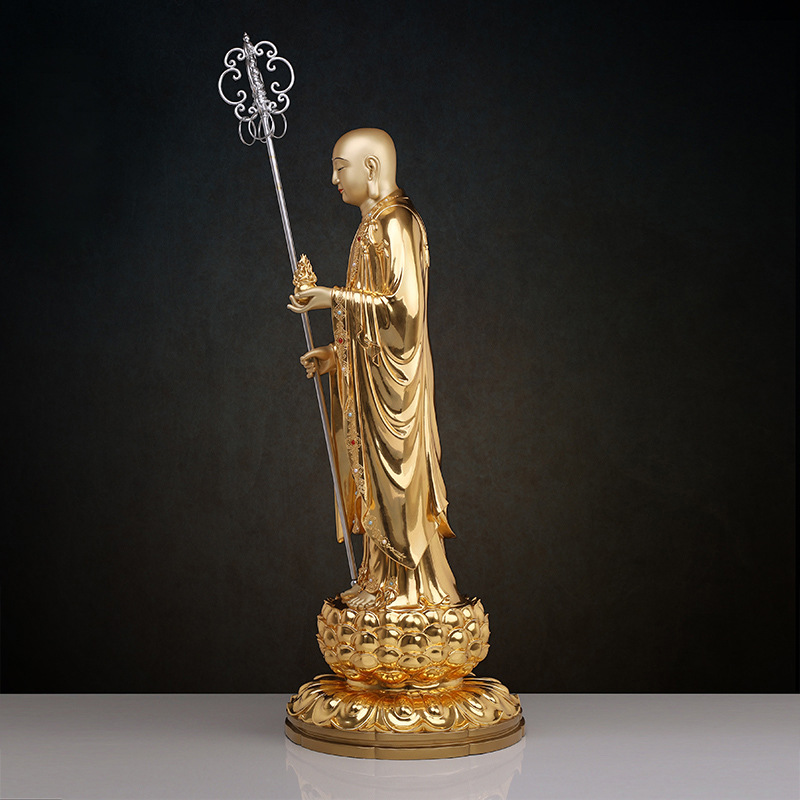 铜纯铜地藏王菩萨法器四面禅杖火焰珠锌合金锡杖唐三藏法杖火球珠