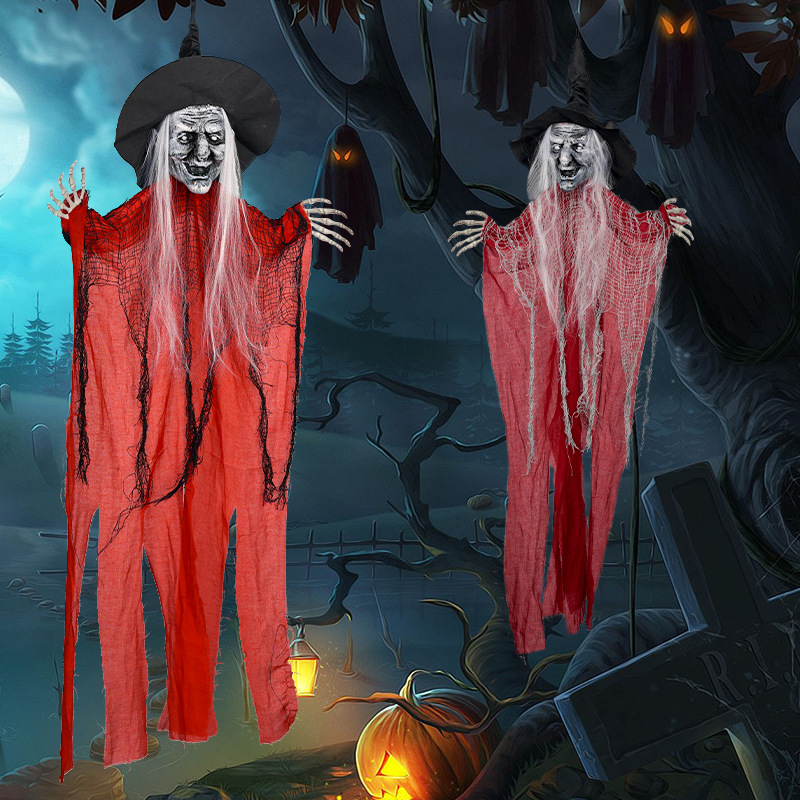 跨境巫婆挂鬼三件套巫婆幽灵吊鬼万圣节装饰密室场景装饰摄影道具
