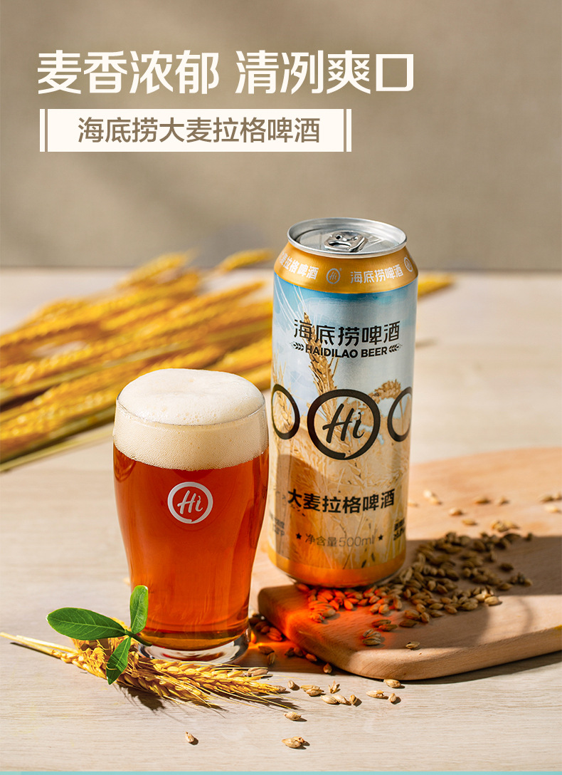 海底捞啤酒门店同款大麦拉格500ml*12瓶深色拉格德式小麦口味任选