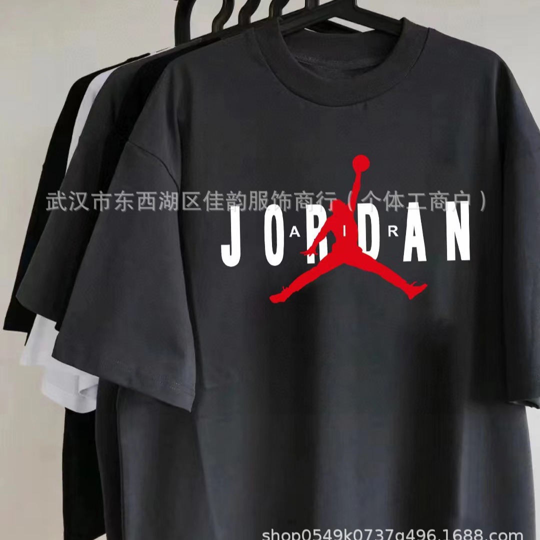 24春夏新款aj乔丹短袖 飞人印花字母休闲百搭男女情侣时尚潮流t恤