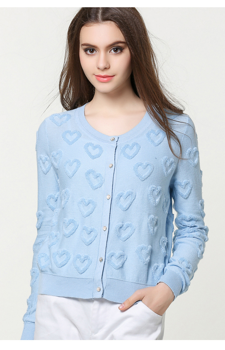 春秋新款薄开衫 修身弹力罗纹薄开衫 可爱甜美针织空调薄开衫