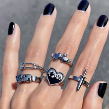 欧美创意戒指套装 ins同款金属爱心指环个性简约复古手饰女批发