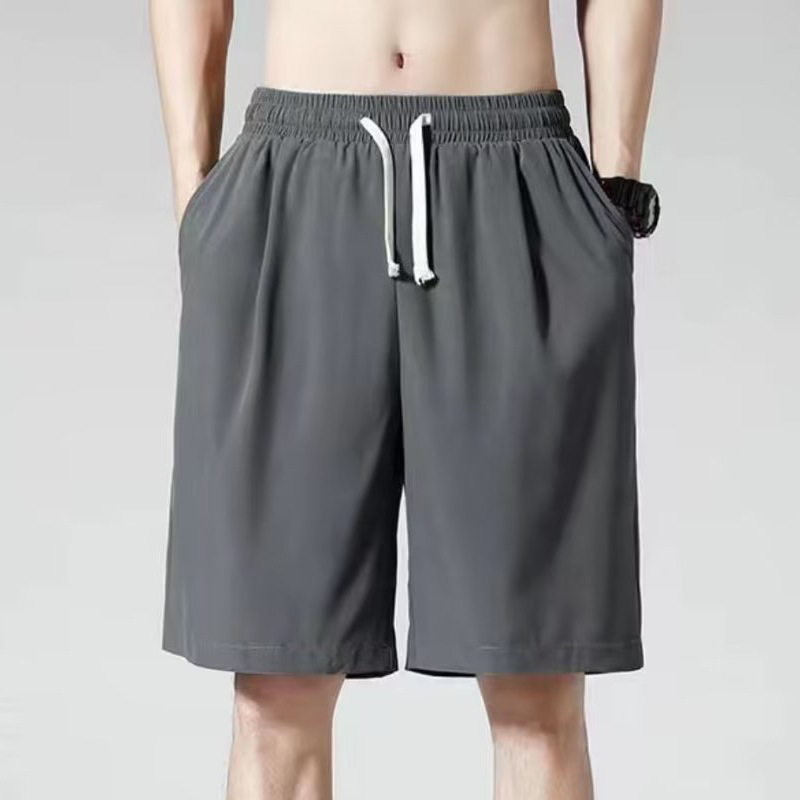 Shirt Less Clothing Fifth Pants Men's Summer Thin Hong Kong Style Loose plus Size Outer Wear Large Trunks Ice Silk Sports Shorts