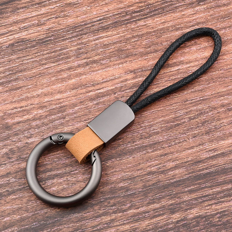 Creative Wax Rope Car Key Ring Genuine Leather Vegetable Tanning Leather Broken Ring Man Waist Mounted Anti-Lost Key Pendant Gift