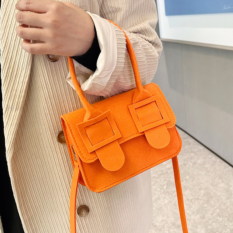 Fashion Special-Interest Design Sense Bag Women's Long Portable Personalized Candy Color Felt Shoulder Messenger Bag Low Price Fashion Bag