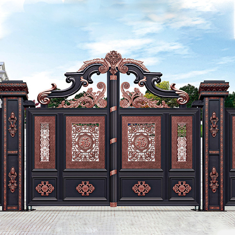 铝艺别墅大门对开铝合金庭院大门院子围墙电动双开门平移门