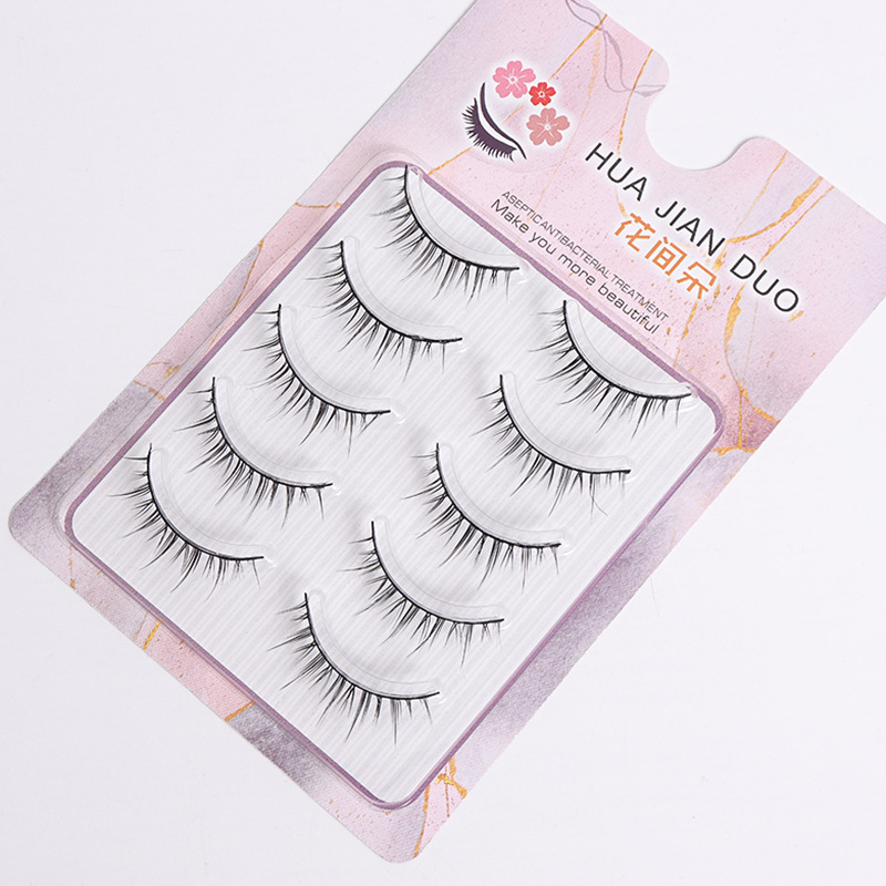 12 Black Stem Little Devil Five Double Pairs of False Eyelashes Cross Three-Dimensional False Eyelashes Natural Long False Eyelashes Menglu Same