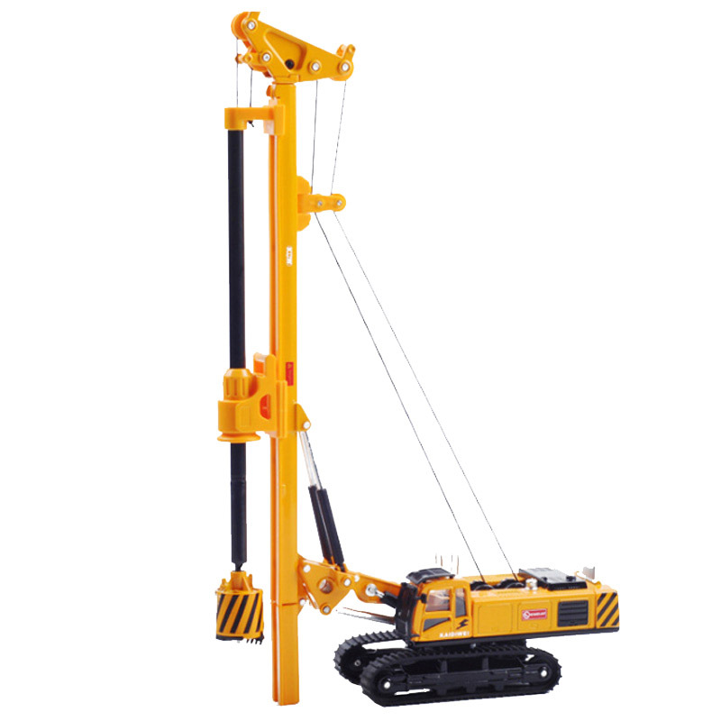 合金工程车旋挖钻机施工打桩机液压抓斗成槽机儿童模型玩具