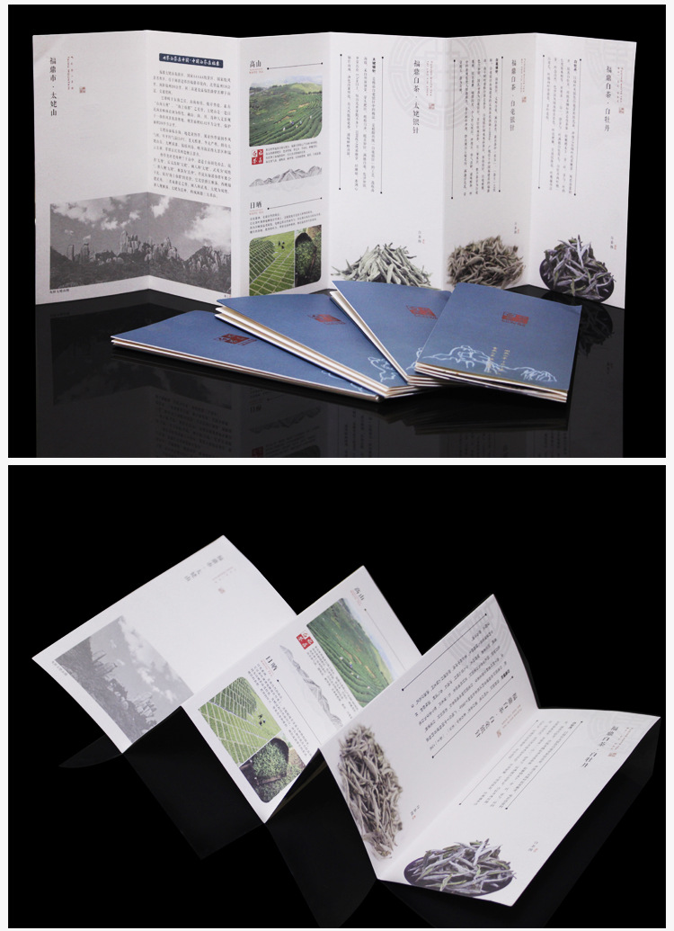 福鼎白茶包装说明书白牛皮六折页茶叶简介包装茶简介棉纸印刷包装