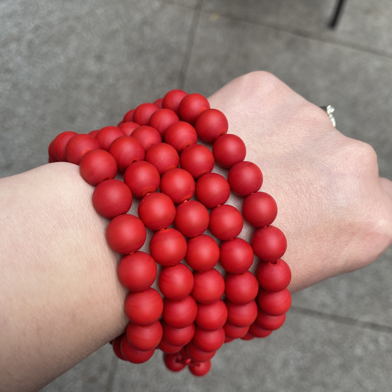 佛教喇荣佛学院红色怀业琉璃念珠红佛珠108手链手串