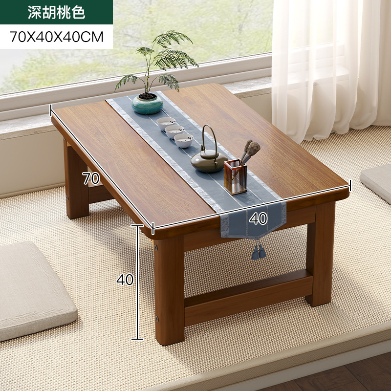Foldable Bay Window Coffee Table Living Room Home Small Apartment Solid Wood Small Table Tea Table Simple Modern Bedroom Small Low Table