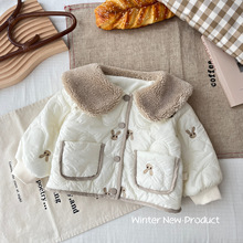 女童加绒外套0-5岁冬季女宝宝可爱小兔毛毛领上衣小童冬装潮AY266