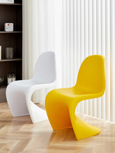 北欧家用餐椅简约可叠放塑料靠背椅网红设计师洽谈潘东椅梳妆凳子
