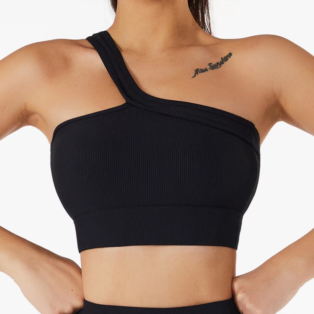 Europe and America Cross Border Seamless Thread Sexy One-Shoulder Exercise Yoga Clothes Bra Vest Female