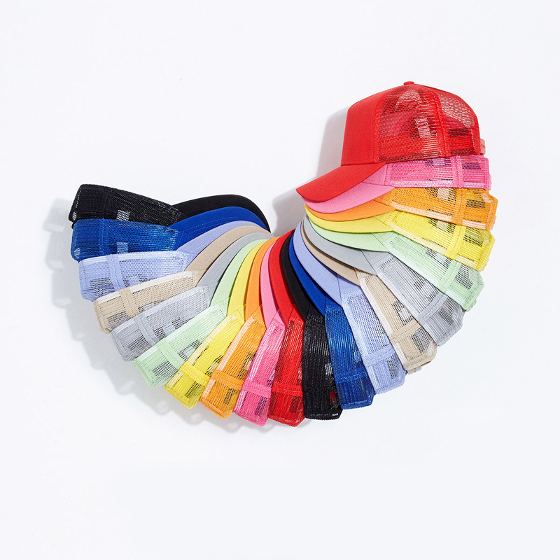 Pure Cotton Five-Piece Mesh Cap in Stock Wholesale Light Board Baseball Mesh Hat Printed Lg Breathable Peaked Cap