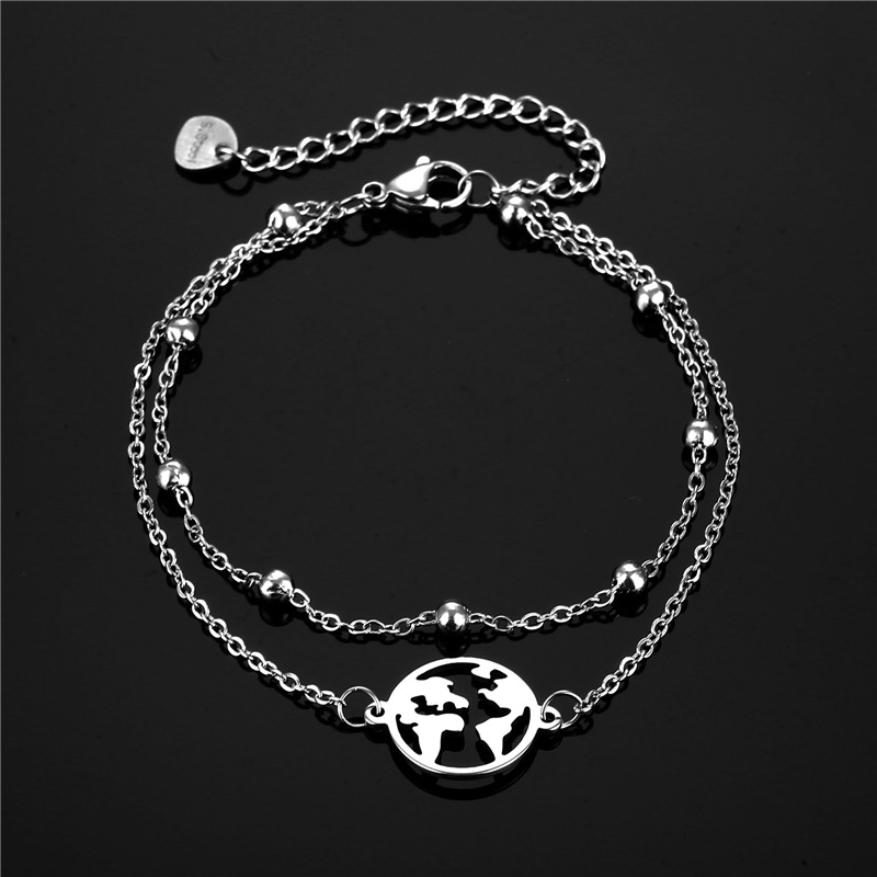 South America New Products Ornaments Stainless Steel Creative Bracelet World Map Bracelet Female New Personality Simple Bracelet Wholesale