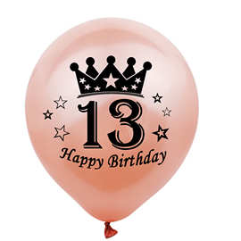 生日派对数字13 16 18 20 30 40 50岁气球 12寸生日数字印刷气球