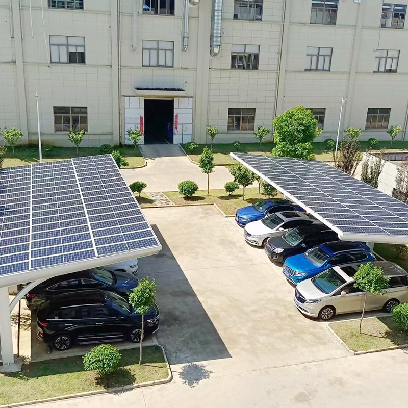 光伏车棚 室外太阳能光伏遮阳棚 钢结构可发电太阳能板雨篷停车棚