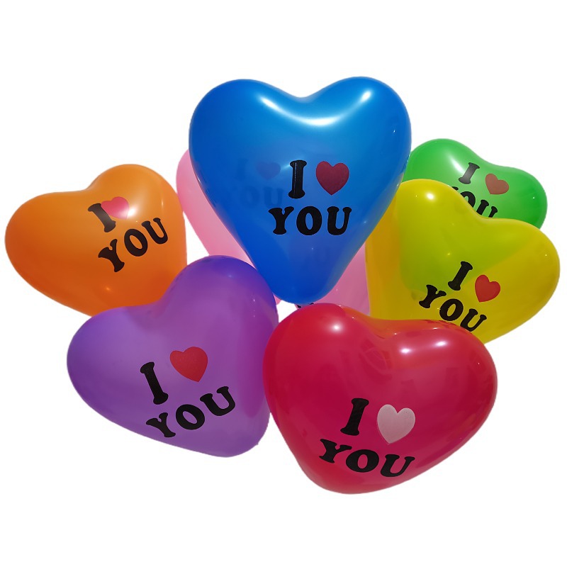 跨境热销iloveyou气球12寸22克加厚心形爱情告白表白我爱你气球