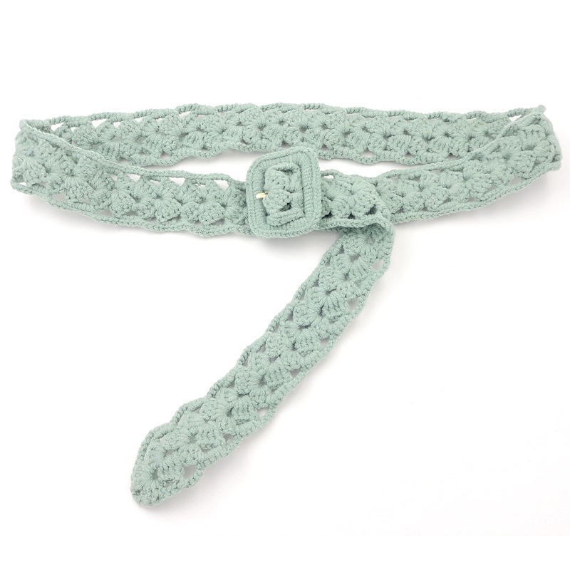 欧版时尚棉线钩针手工编织腰带女士配裙子裤子百搭细腰带