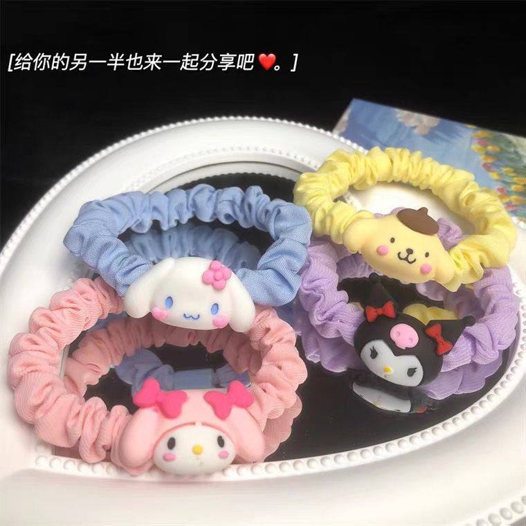 Summer Fresh Cartoon Sanrio Melody Hair Ring Ins Cute Sweet Girl Hair Rope Rubber Band Headdress