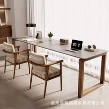 现代简约岩板实木双人书桌家用卧室学习桌儿童转角电脑桌飘窗书桌