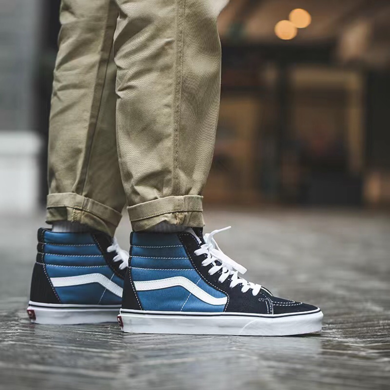 万斯高帮大牌拼色减震黑白地板鞋带篮球鞋学生情侣硫化休闲帆布鞋