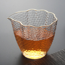 日式公杯茶海耐热玻璃功夫茶具锤纹公道杯描金过滤分茶器杯高硼硅