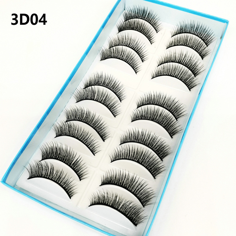 Cross-Border Supply 10 Pairs 3D Natural Three-Dimensional Realistic Eyelash Multi-Level Cross False Eyelashes Factory Wholesale