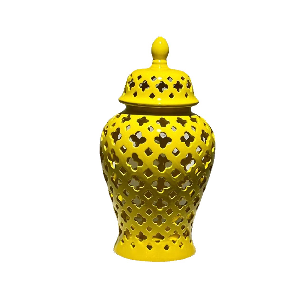 Light Luxury Glaze Ceramic General Bottle Vase Decoration Cutout Carvings Tong Temple Jar Hotel Home Crafts Decoration