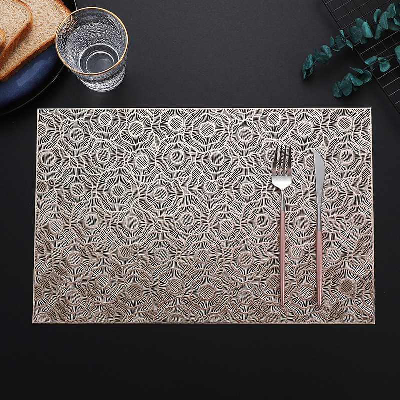 Hollow Pvc Placemat New Chinese Style Insulated Dining Table Mat Bowl Plate Coaster Hotel Restaurant and Cafe Western-Style Placemat Wholesale