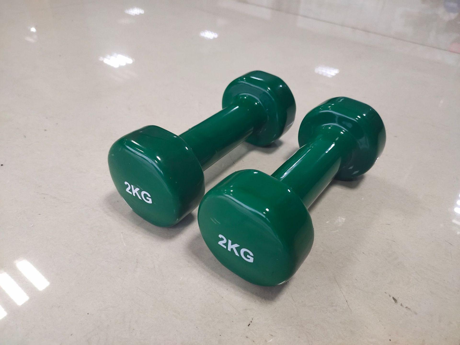 平头光面2kg浸塑哑铃家用健身器材2公斤练臂肌哑铃工厂现货批发
