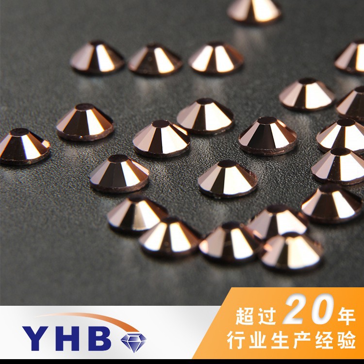 Yhb Factory Wholesale Swarovski Rhinestone Emulation round in Stock Crystal Rose Gold Nail Rhinestone-Sticking Glass Flat AB Colorful Diamond